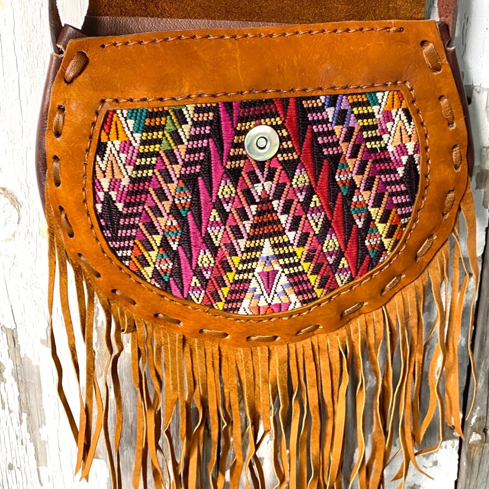 Huipil fringe bag Guatemalan artisan festival - Picture 2 of 4